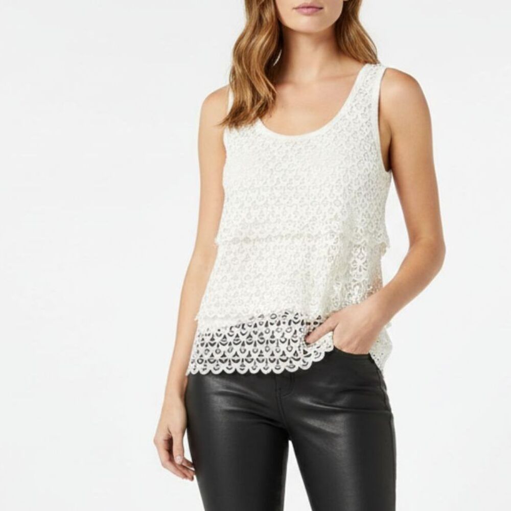 J Crew White Crochet Lace Sleeveless Layered Tank Top S